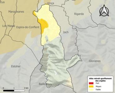 Carte des zones d'aléa retrait-gonflement des argiles.