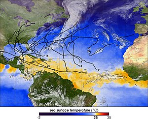 Sea surface tempreatures during the 2005 Atlan...