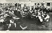 News room of United Press in New York, 1933 Bell telephone magazine (1922) (14755909362).jpg