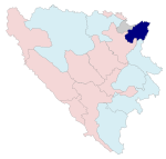 比耶利納區在波士尼亞與赫塞哥維納的位置