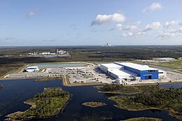 The Blue Origin construction site at Exploration Park is seen during an aerial survey of NASA's Kennedy Space Center in Florida on September 12, 2017. Blue Origin construction site at Exploration Park.jpg