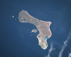 Satellietfoto met Bonaire en Klein Bonaire