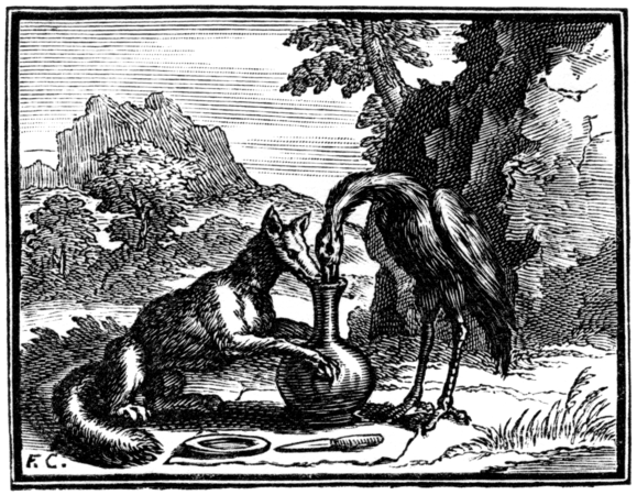 Le renard et la cigogne, François Chauveau.