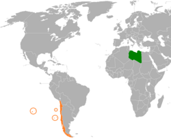 Map indicating locations of Chile and Libya