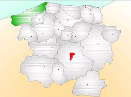 Map showing Cide District (green) in Kastamonu Province