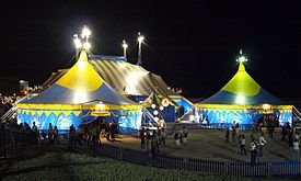 Cirque du Soleil's grand chapiteau at night