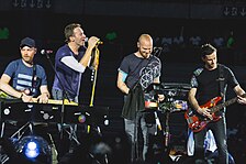 Coldplay performing at A Head Full of Dreams Tour