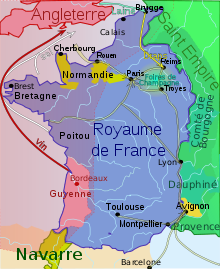 Carte présentant les flux commerciaux entre l'Angleterre et ses possessions dans le sud-ouest de la France