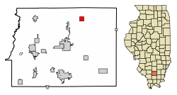 Location of Ewing in Franklin County, Illinois.