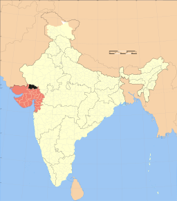 Distriktet och Gujarats placering i Indien