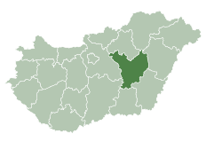 Jász-Nagykun-Szolnok County within Hungary