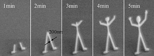 Snapshots of growing a doll-like nanostructure by IBID