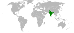 Map indicating locations of India and Liberia
