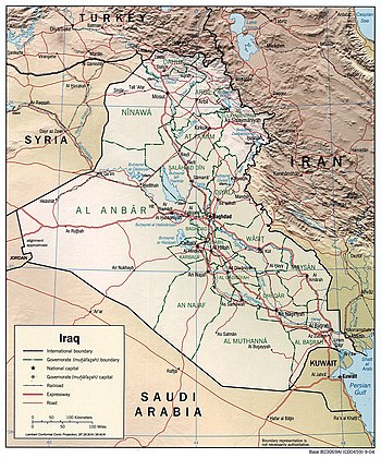 An enlargeable relief map of Iraq