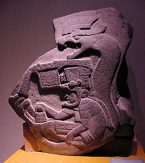 Monument 19, from La Venta (1200-400 BC), the earliest known representation of a feathered serpent in Mesoamerica.
Courtesy George & Audrey DeLange, used with permission. La Venta Stele 19 (Delange).jpg