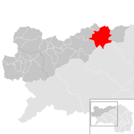 Poloha obce Landl v okrese Liezen (klikacia mapa)