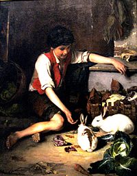 "Child with rabbits" by Polychronis Lembesis