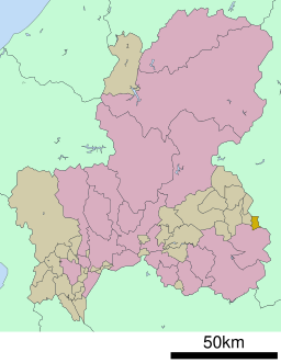 岐阜県側から見た山口村の位置図