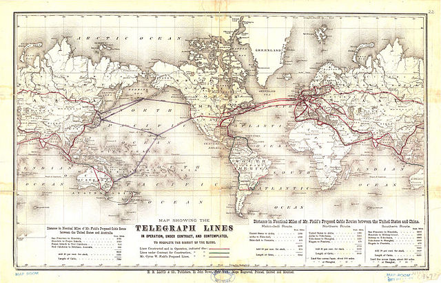 World map of telegraph density