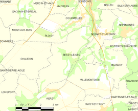 Mapa obce Berzy-le-Sec