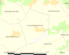 Carte de la commune de Louvilliers-en-Drouais.