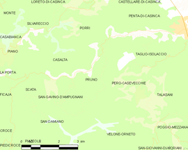 Mapa obce Pruno