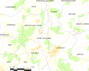 Poziția localității Chitry-les-Mines