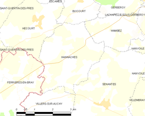 Poziția localității Hannaches