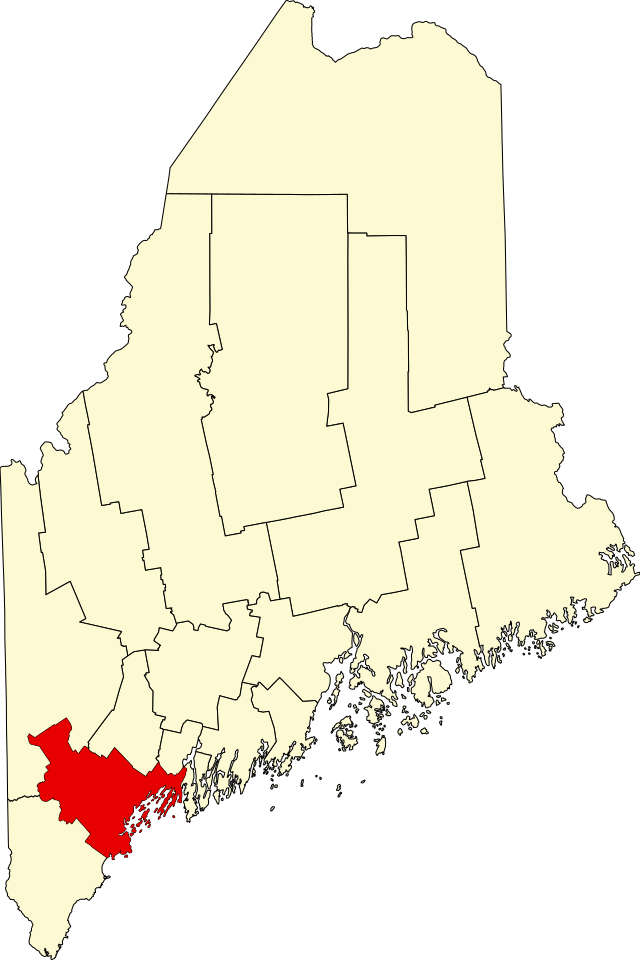 Map of Maine highlighting Cumberland County