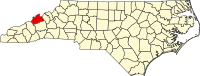 Map of Severna Karolina highlighting Madison County