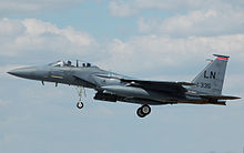 USAF F-15E arrives for the 2014 Royal International Air Tattoo, UK McDonnell Douglas F-15 arrives RIAT Fairford 10thJuly2014 arp.jpg