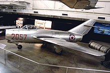 MiG-15 in the Korean War Gallery at the National Museum of the United States Air Force. MiG-15 USAF.jpg