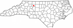 ノースカロライナ州におけるウィンストン・セーラムの位置の位置図