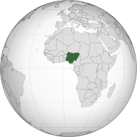 Mapa pokazuje poziciju Nigerije