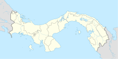 Mapa konturowa Panamy, w centrum znajduje się punkt z opisem „La Chorrera”