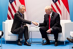 President Donald J. Trump and Prime Minister Lee Hsien Loong at G20, July 8, 2017.jpg