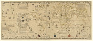 The Propaganda Map, a 1529 version of the Padron Real now held by the Vatican Library. Propaganda Map.jpg