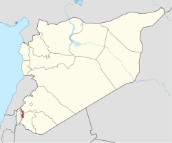 Map of Syria with Quneitra Governorate highlighted