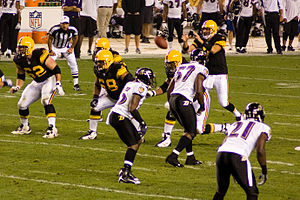 The Pittsburgh Steelers lineup against the Bal...
