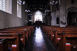Northern nave, with 15th-century arcade (right) St Lawrence northern nave.jpg