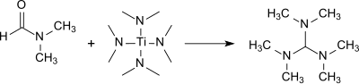 Synthese von Tris(dimethylamino)methan (TDAM) aus DMF und Tetrakis(dimethylamino)titan