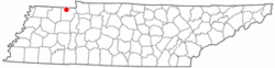 Location of Puryear, Tennessee