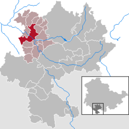 Läget för kommunen Themar i Landkreis Hildburghausen