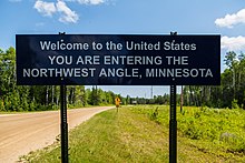 Border crossing at the Angle Welcome to the United States - You are entering the Northwest Angle, Minnesota (35505460693).jpg