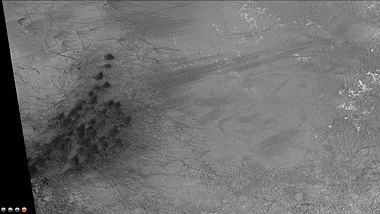Dunes and dust devil tracks in Helmholtz Crater, as seen by CTX camera (on Mars Reconnaissance Orbiter). Note: this is an enlargement of the previous image of Helmholtz Crater.