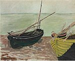 "Étude de bateaux sur la plage d'Étretat" (1885) de Claude Monet (W 1030a)