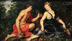 Vertumnus and Pomona by Peter Paul Rubens, 1617–1619, private collection in Madrid.