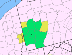 Map of metro area (MSA in green, CSA in yellow)