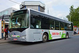 BYD ebus -sähköbussi Bonnin kaupunkiliikenteessä Saksassa.