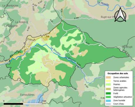 Carte en couleurs présentant l'occupation des sols.